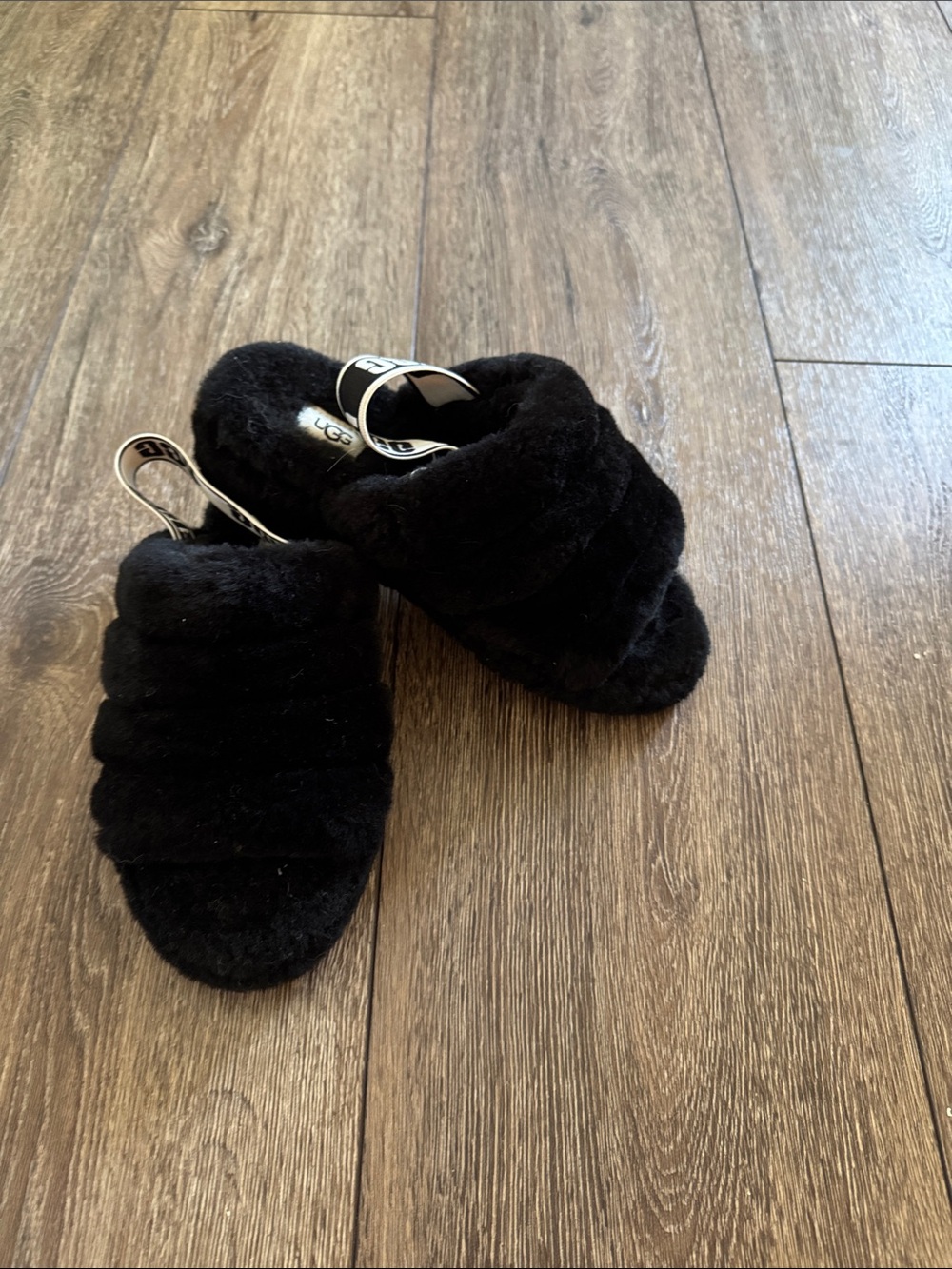 UGG Black Fluff Slide Women's Shearling Slippers